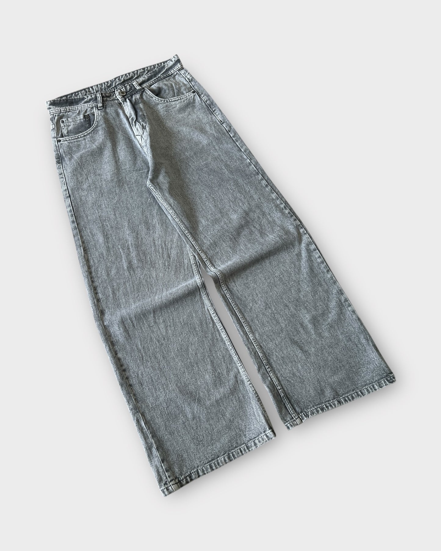 Ash Grey Baggy Wide Leg Jeans