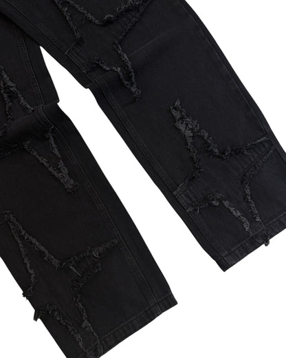 Original Star Frayed Baggy Jeans - Black