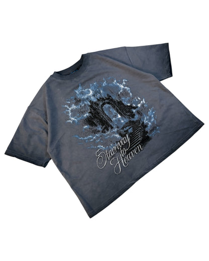 Boxy Fit Half Sleeve T-shirt - Stairway Grey Faded