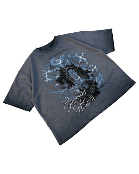 Boxy Fit Half Sleeve T-shirt - Stairway Grey Faded
