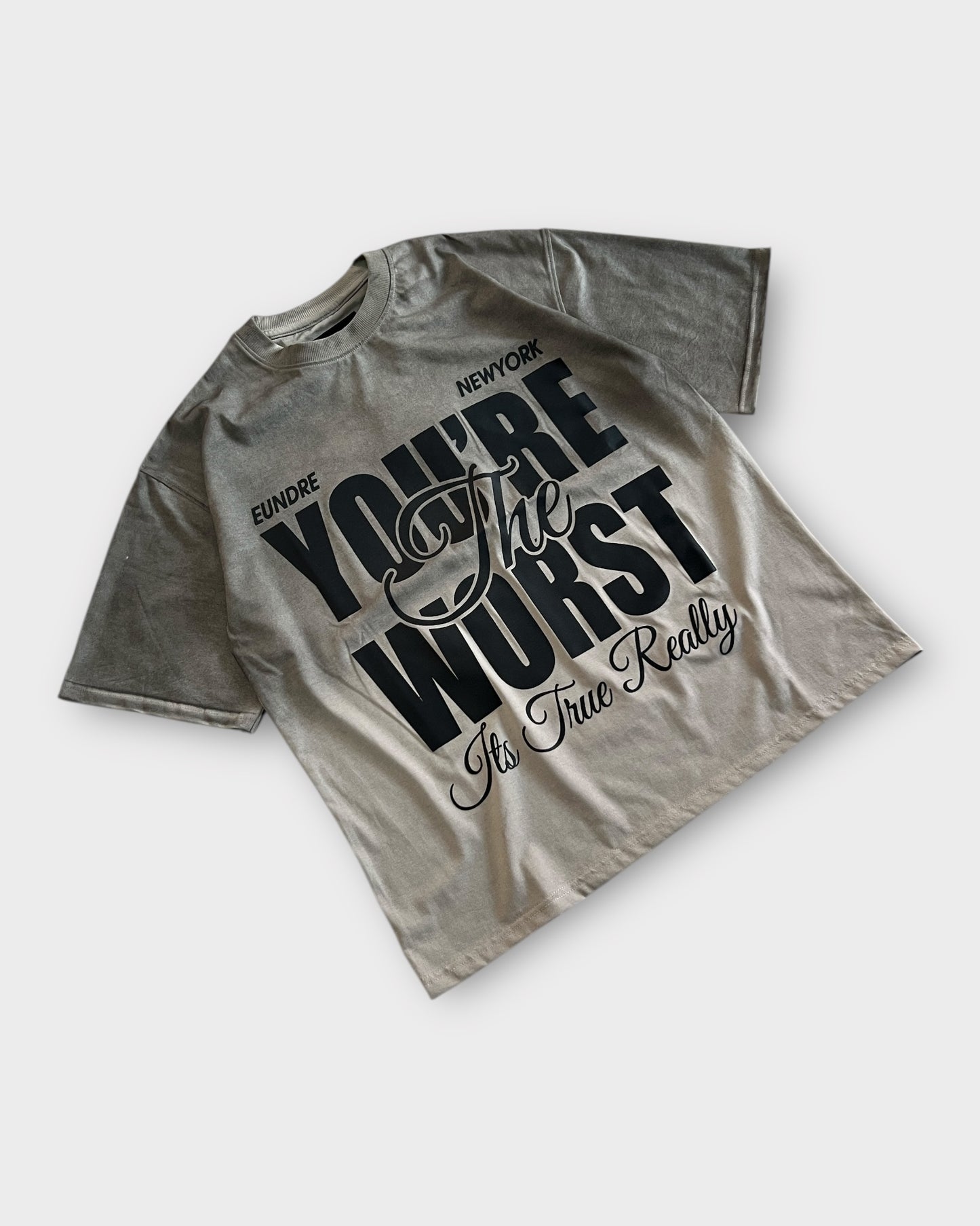 Gradient Wash 'You're The Worst" T-shirt - Dark Beige