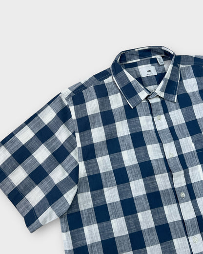 Blue Grid Boxy Shirt