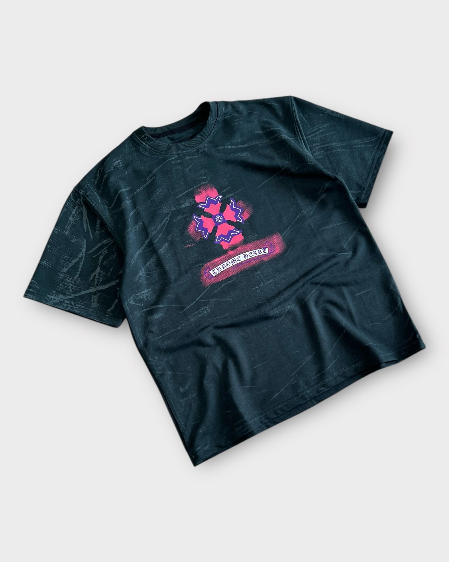Chrome Floral Crest Tee - Deep Green