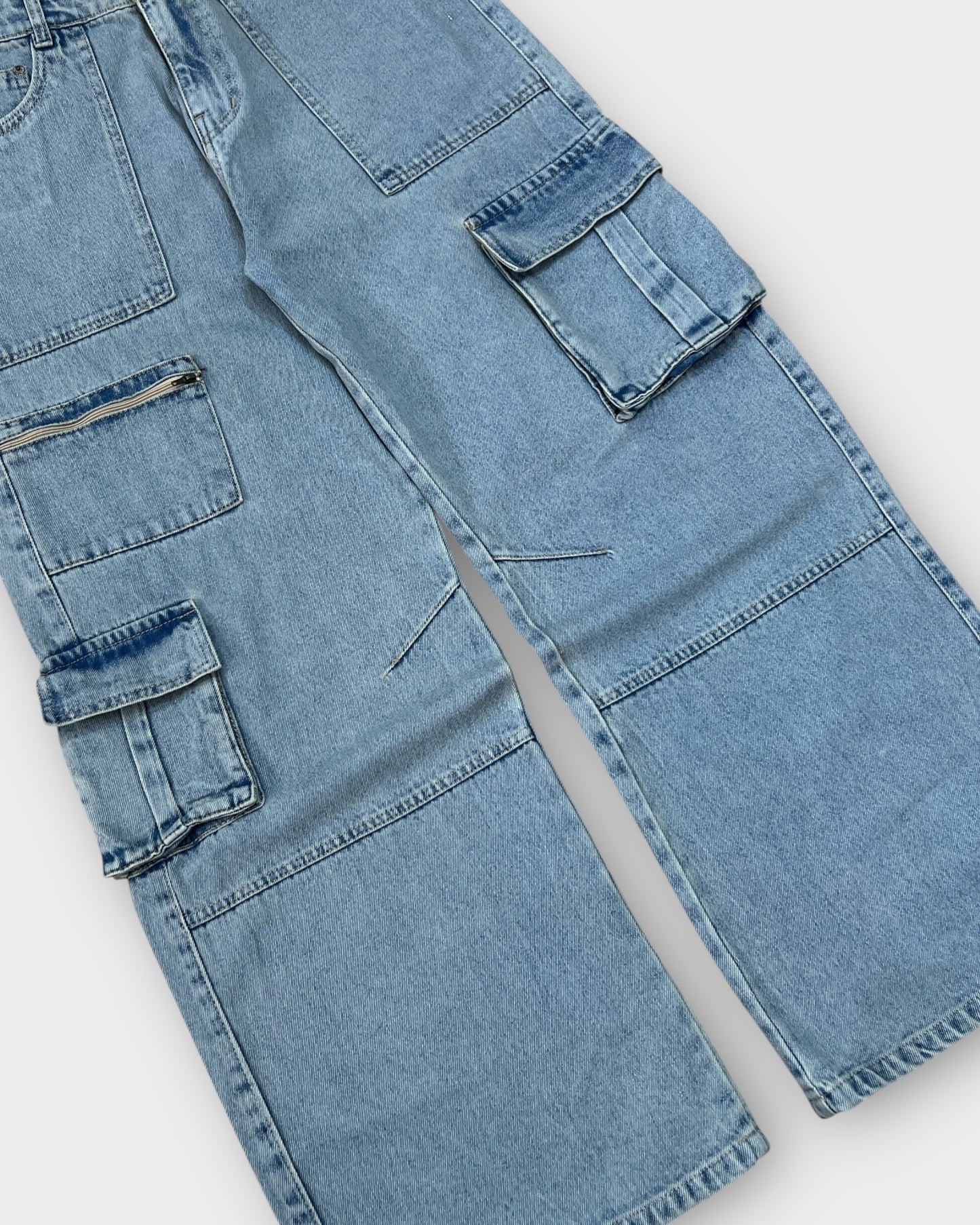 Light Wash Utility Cargo Denim Baggy Wide Fit