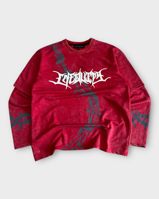 Barbed Wire Doctor Sleeve Tshirt - Crimson Red