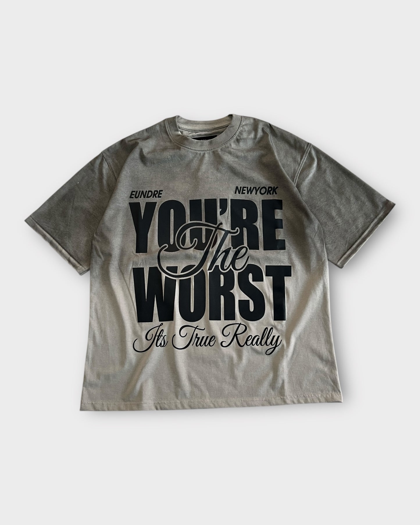 Gradient Wash 'You're The Worst" T-shirt - Dark Beige