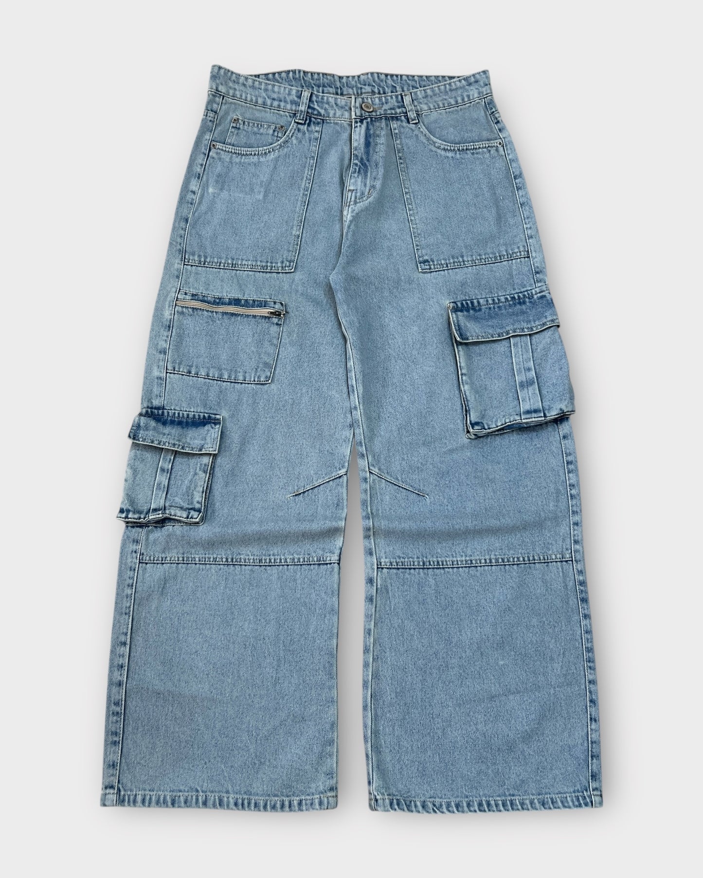 Light Wash Utility Cargo Denim Baggy Wide Fit