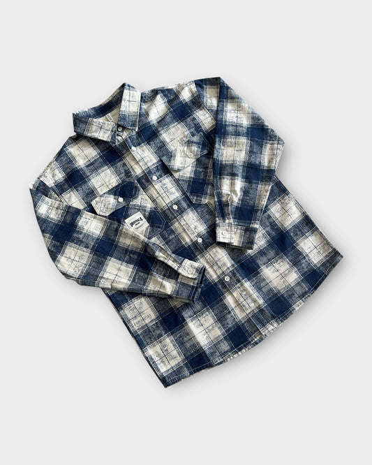 Grunge Check Shacket - Blue
