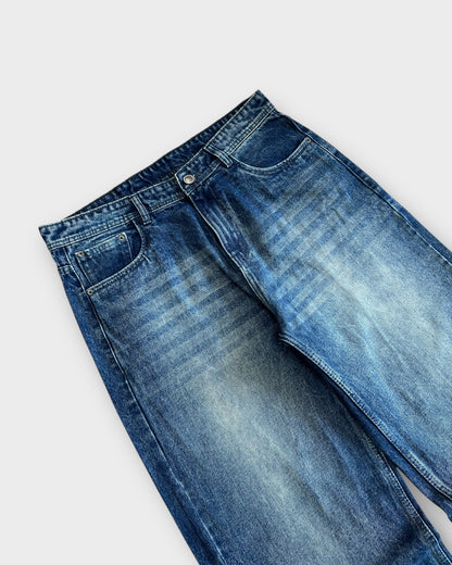 Urban Blue Vintage Wash Baggy Wide Leg Jeans