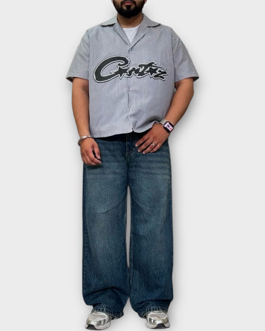 Grey Striped Cortiez Boxy Cut Shirt