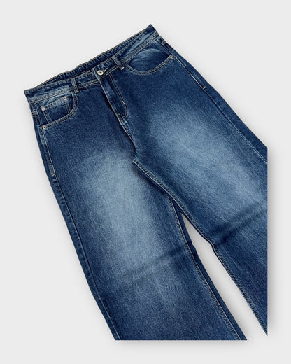 Classic Blue Wash Wide Leg Denim