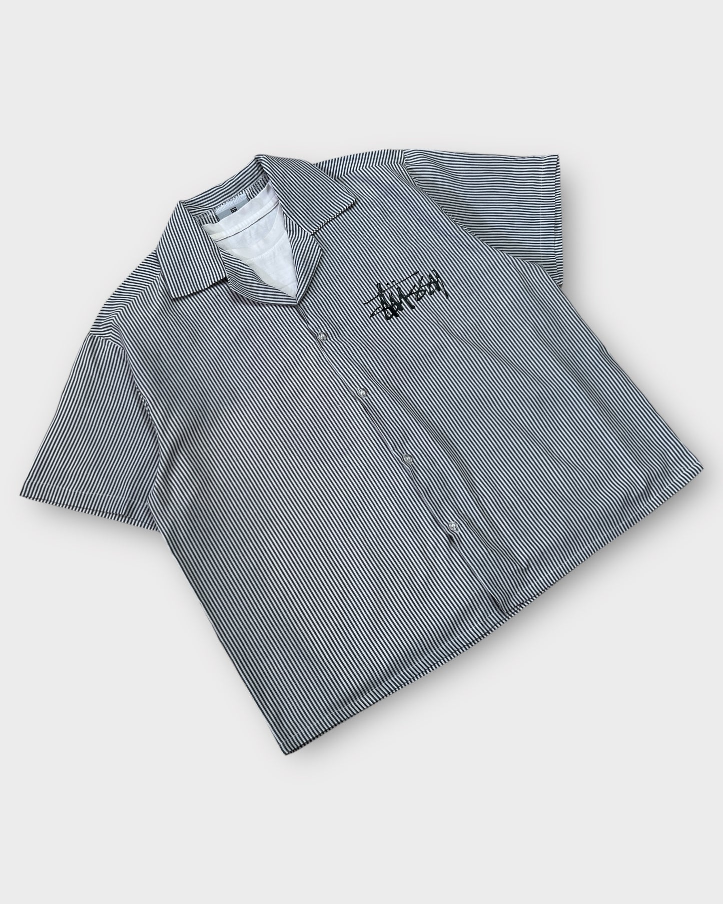 Grey Striped 8 Ball Street Boxy Cut Shirt