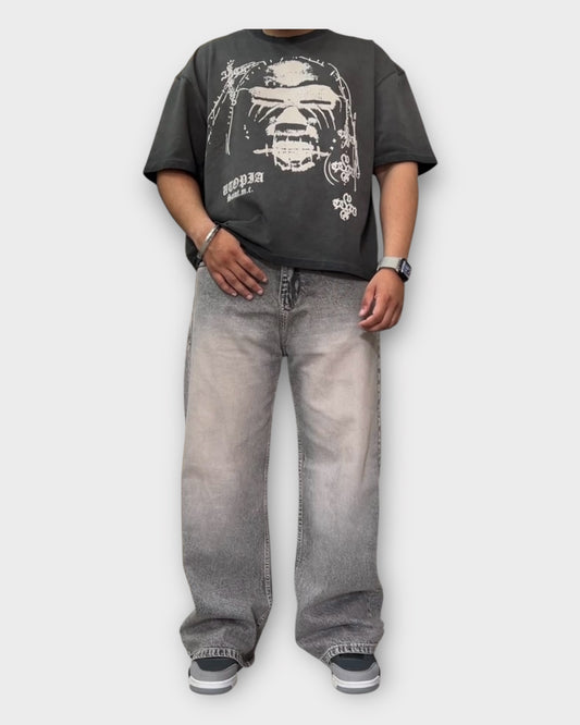 Tinted Grey Wide Leg Denim