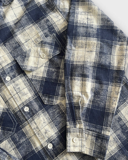 Grunge Check Shacket - Blue