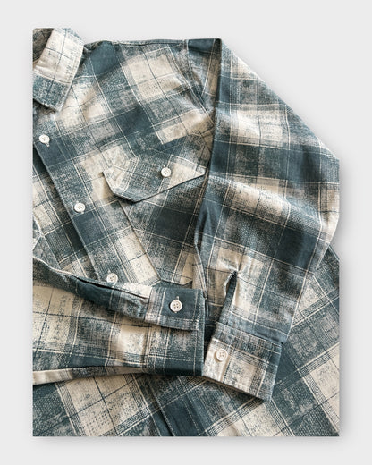 Grunge Check Shacket - Ash Green