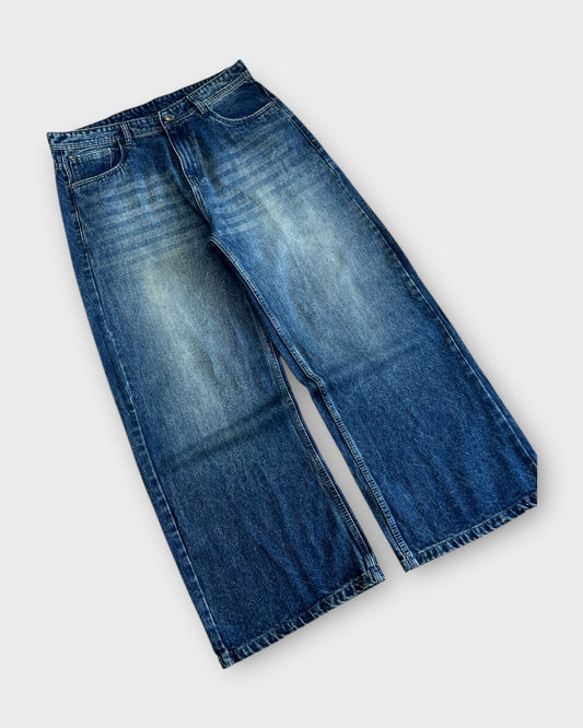 Urban Blue Vintage Wash Baggy Wide Leg Jeans