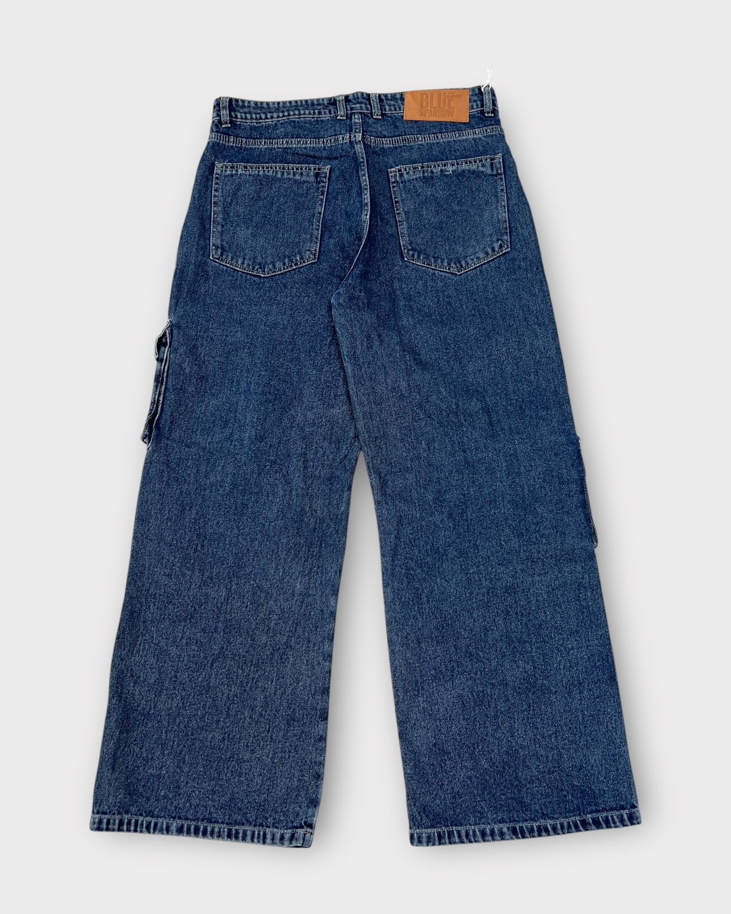 Dark Wash Utility Cargo Denim Baggy Wide Fit