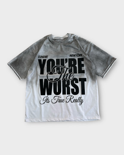 Gradient Wash 'You're The Worst" T-shirt - White