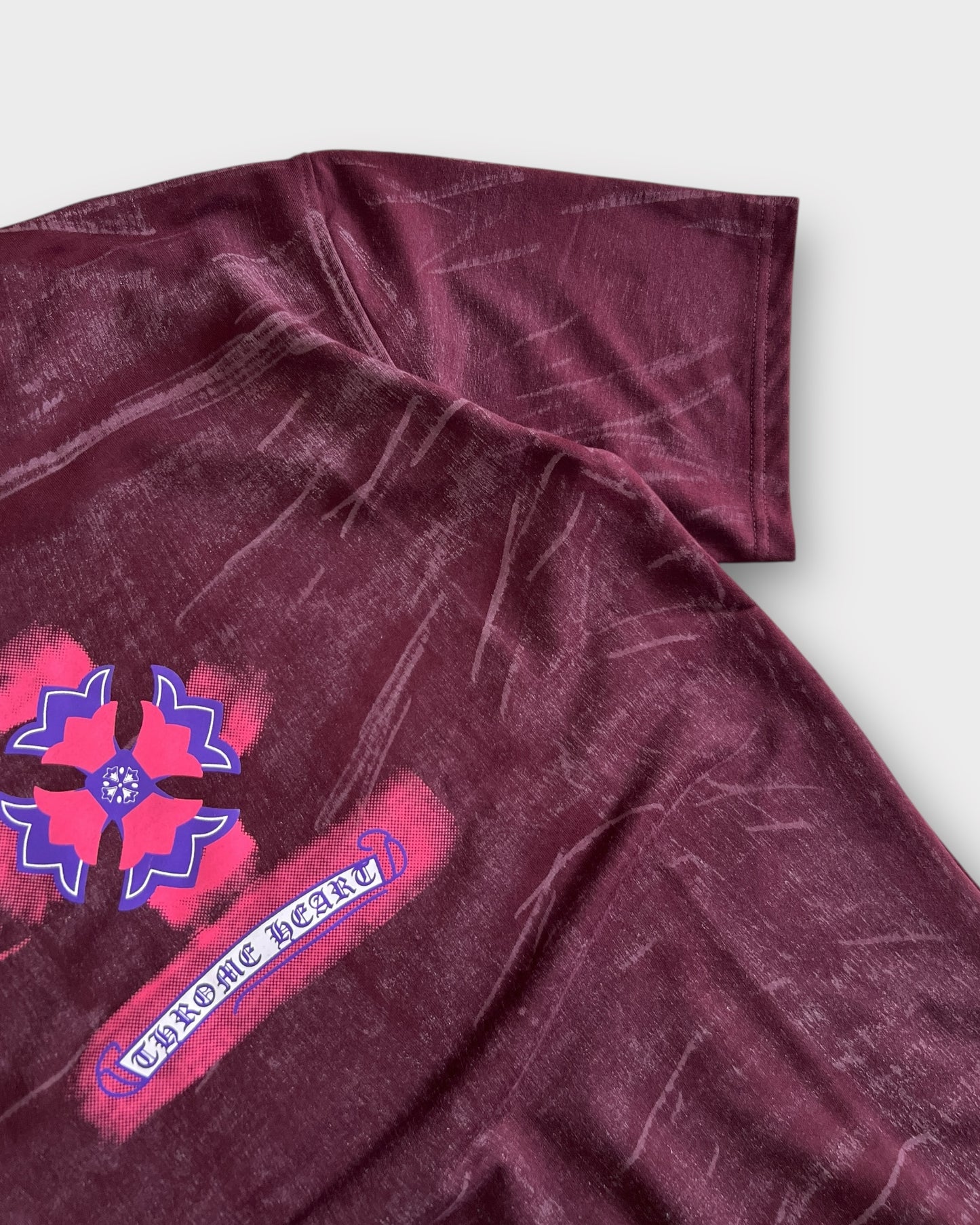 Chrome Floral Crest Tee - Maroon Red